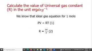 Calculate the value of Universal gas constant R in the unit erg〖𝑑𝑒𝑔〗^&minus;1