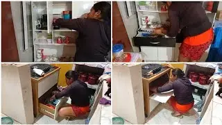 Dia nublado ☁️ faxina completa nos armários da cozinha 