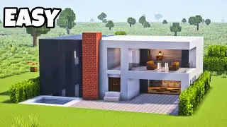 Minecraft: How to build an Easy Modern House with Pool