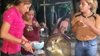 Asi empesamos a sevir LA cena un Rico y delicioso caldo de pescado😋😳
