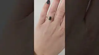 Bezel Set Emerald Cut Salt And Pepper Diamond Ring | 14K Solid Gold Engagement Ring