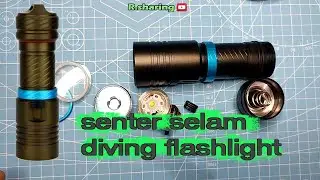 Cara  Bongkar Senter Selam LED Diving Flashlight Waterproof L2 3800 Lumens   TR298