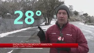 Snow falls on Mt. Hamilton in Santa Clara County