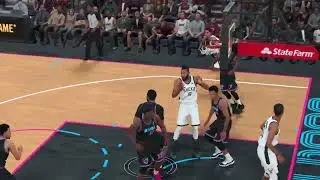 Bam blocks Giannis two-handed dunk