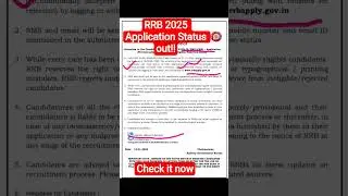 RRB 2025 Application Status out!! check out here #rrbapply.gov.in