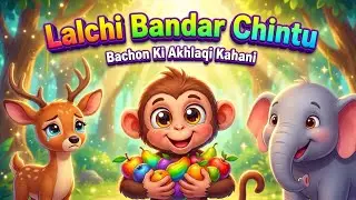 Lalchi Bandar Chintu | Bachon Ki Akhlaqi Kahani | Jadooi Jungle Story | Moral Story