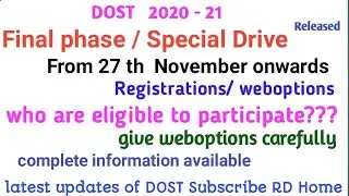 DOST 2020 Special Drive/ Final phase released I Apply now I DOST  Registrations  weboptions