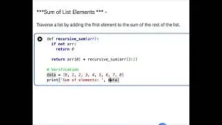 Python Code to find sum of elements in a list using Recursion