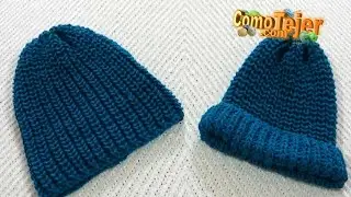 C&oacute;mo Tejer Gorro Juvenil Reversible Sin Disminuciones Unisex Medidas 2 agujas, palitos (1704)