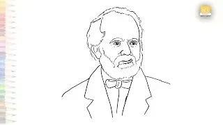 Wilhelm Eduard Weber drawings easy | Portrait outline sketches | How to draw Wilhelm Eduard Weber