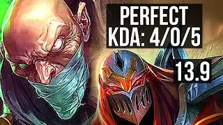 SINGED vs ZED (MID) | 4/0/5, 2.8M mastery, 1100+ games | KR Master | 13.9