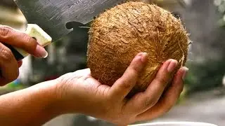 OpenCoconut | How to Husk or Open Coconut and Removing the coconut flesh