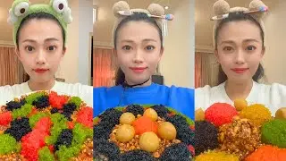 Extreme Colorful Snack ASMR Mukbang | Spicy Crunchy Egg Mix & Chinese Eating Sounds #350