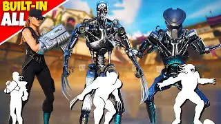 All Fortnie Built-In Emotes with Terminator T-800 and Sarah Connor Skins!..