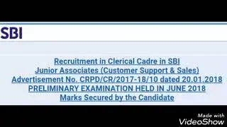 SBI 2018 Junior Associates results | Cutoff | results out | SBI clerk