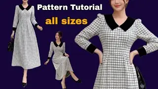 Drafting a Chic Plaid Dress Pattern | Peter Pan Collar & Princess Seam Tutorial