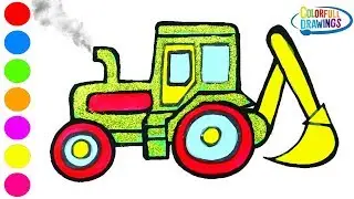 Glitter Excavator Truck Construction Vehicle Coloring for Kids
