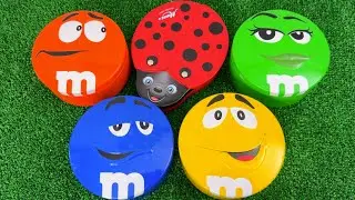 4 Minutes Satisfying with Rainbow Candies Unpacking From Glossy M&M'S Containers ASMR Slime Surprise