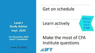 Level I CFA: Study Advice - Sept 2020