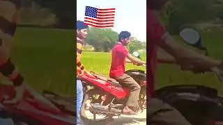 china American and indian sitting on bike #prank #countries #funnyvideo