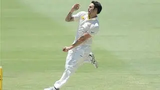 Mitchell Johnson bowling action in slow motion