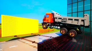 Jump Lego Car on Ramp With Explosive Wall - Brick Rigs