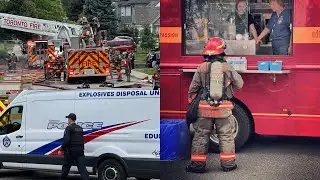 2nd Alarm Blaze ** EXPLOSION** Bomb Squad + Toronto Fire On Scene