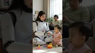 Beautiful Humanoid Robot Girl Feeding a Baby | Emotional AI Moment | shorts viral trending video