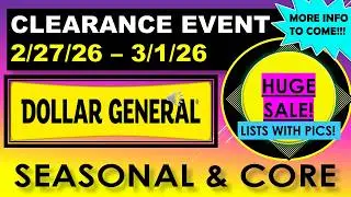 DOLLAR GENERAL CLEARANCE EVENT 2/27/26 - 3/1/26 LIST W PICS