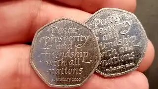 UK &pound;50 50P COIN HUNT BOOK 1 #91 - 2 2020 BREXIT 50P COINS!!!