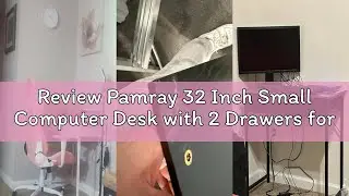 Review Pamray 32 Inch Small Computer Desk with 2 Drawers for Bedroom Study Writing Home Office Table