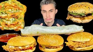 Hot Pakistani Tacos😂 Zinger Roll And Burgers Asmr Mukbang