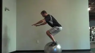 Standing on an Exercise Ball - Squat Hold on Stability Ball
