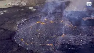 Incredible aerial video shows lava flowing inside of Halemaumau crater