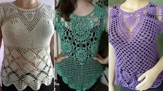 Gorgeous ❤️ colour full crochet handknit work blouse top shirts pattern designs ideas for women