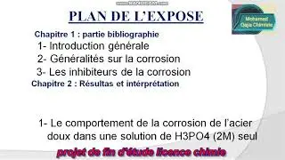 Projet de fin d 'études sur l'inhibiteur de la corrosion
