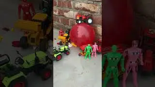 Mini tractor and balloon and jcb #balloon #shorts #ytshorts