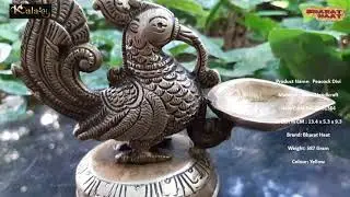 Kalarambh by Bharat Haat Brass Diya with Peacock Design in Medium Size