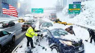Blizzard Emergency in New York & New Jersey !❄️ Extreme Snowstorm Paralyzes Roads, Schools & Flights