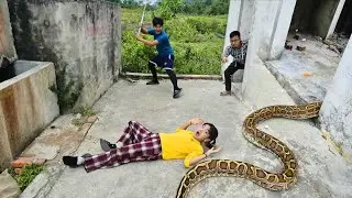 Rescuing a Beautiful Girl from the Anaconda in the Haunted House