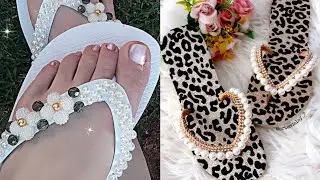 Embellished stone work flip flop footwear collection for ladies/super gorgeous formal wear slippers
