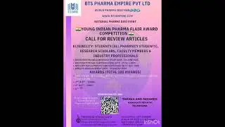 📢 Call for Review Articles &ndash; BTS YOUNG INDIAN PHARMA FLAIR AWARD 2025  #PharmaFlairAward2025