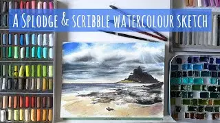 A Mixed-Media 'Splodge & Scribble' Sketch, With Reference Photo & Real Time Watercolour Painting.