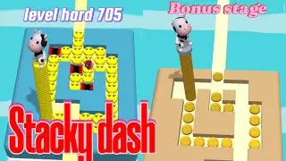 Stacky Dash level hard 705 | Bonus stage very nice 👍 #mobilegameroom #gameplay #stackydash