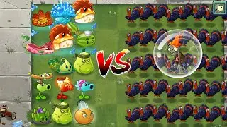 PVZ 2 - Random 5 Plants Team Vs  Chiken & Conehead Ball Zombies  - What Team will Win ?