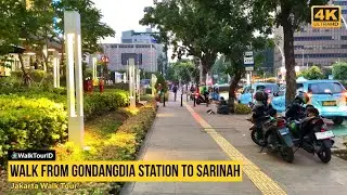 4K/60FPS | Walk from Gondangdia Station to Sarinah | Jakarta Walk Tour
