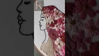 DIYFloralEmbroidery#ThreadPainting#EmbroideryPortrait#SilhouetteEmbroidery#trending #shorts
