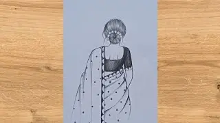 How to draw a girl with saree|traditional girl drawing|drawing for beginners|girl drawing easy 