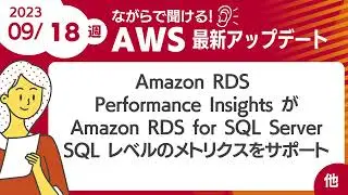 【AWSアップデート #63】Amazon RDS  Performance InsightsがAmazon RDS for SQL ServerのSQLレベルのメトリクスをサポートしました ほか