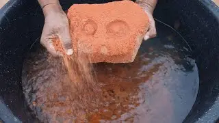 ASMR Relaxing silky smooth paste play dusty gritty crunchy dipping crumble in 🌊🥶